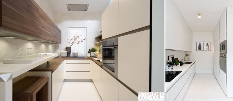 Design and decor of a narrow kitchen