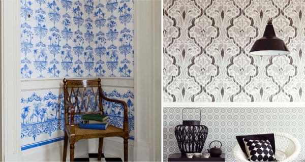 Horizontal combination of wallpaper in the kitchen
