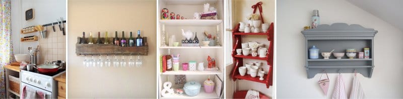 Small shelves for spices, dishes and trifles