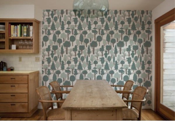Wallpaper in the interior of the kitchen