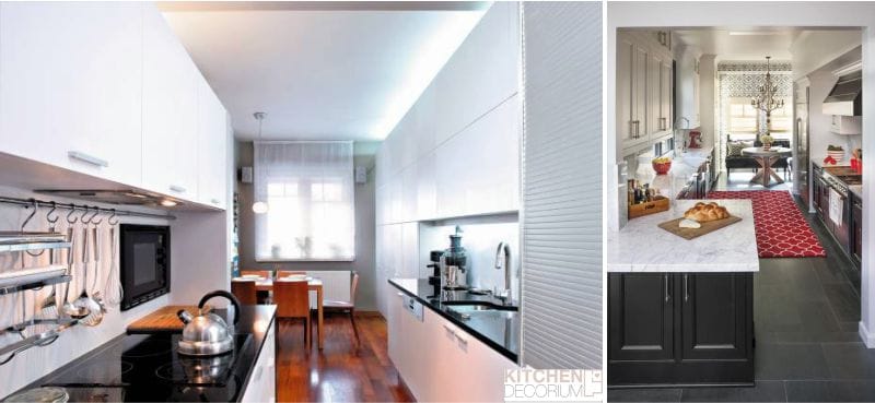 Rectangular elongated kitchen