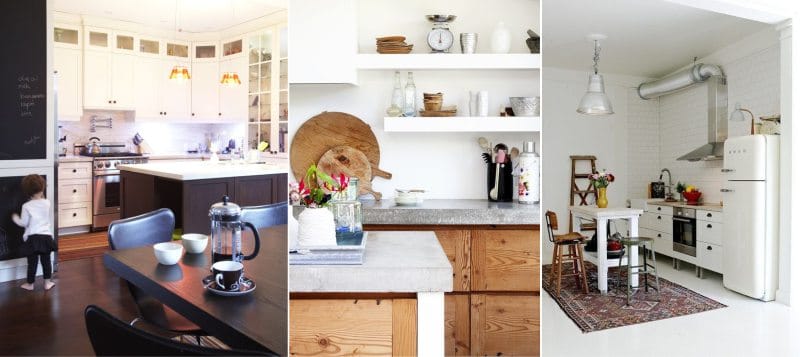 Kitchen design with an island in the Scandinavian style