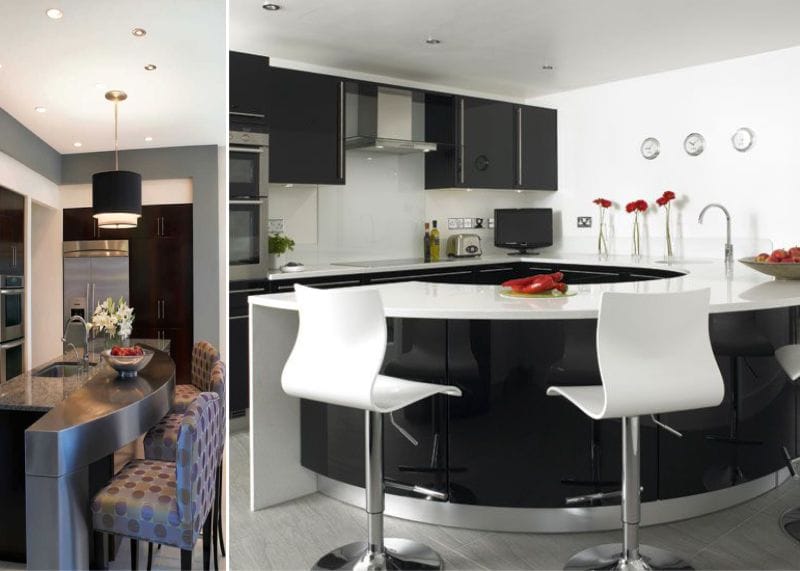 Kitchen design with an island in modern style