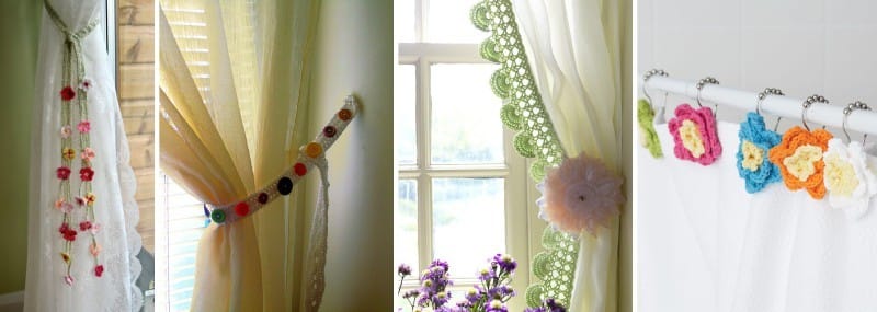 Ideas knitted holders and decor for curtains