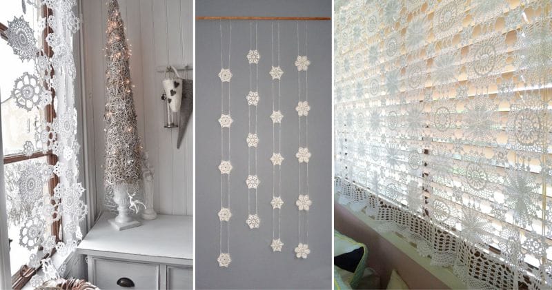 Snowflake knitted curtains