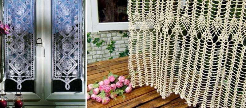 Knitted curtains - bruges technique