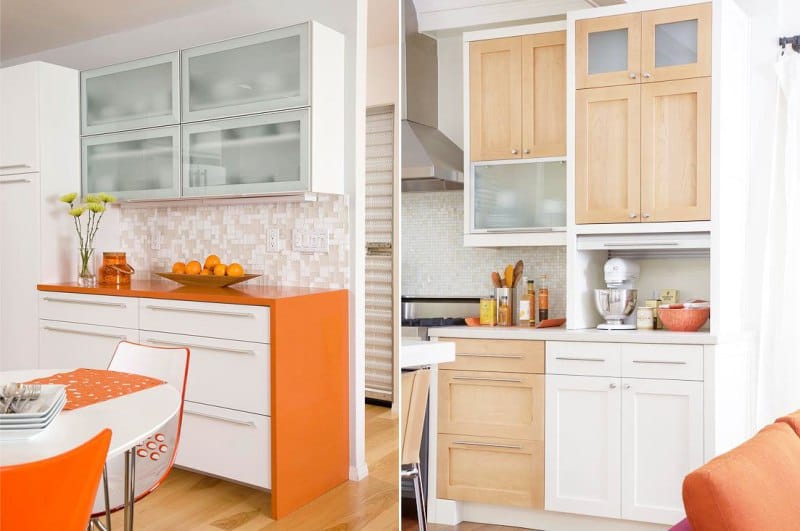 Balta-oranžinė virtuvė