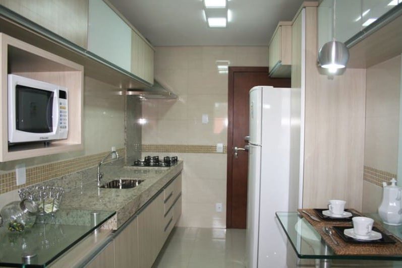 Brown and beige color in the interior of the kitchen