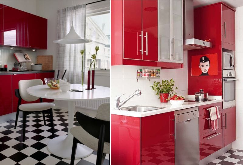 Raudona virtuvė pop meno stiliaus