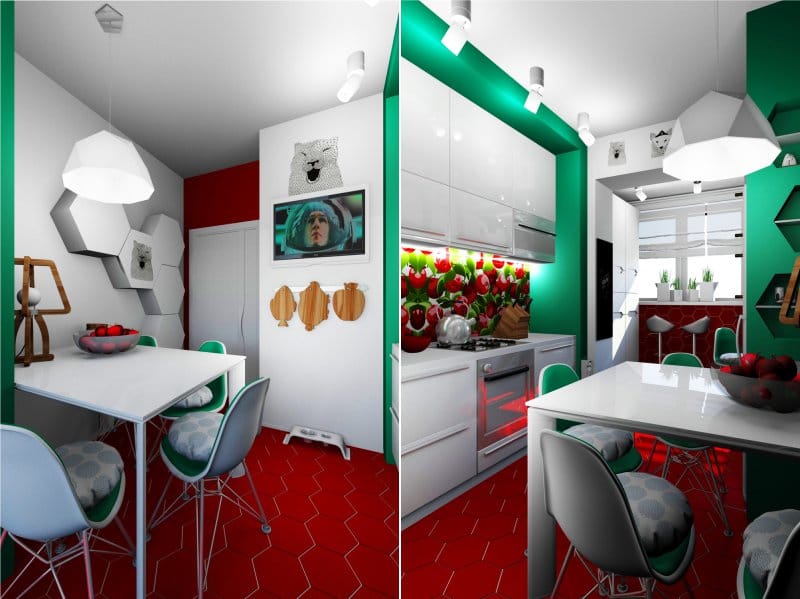 Raudona ir žalia virtuvė