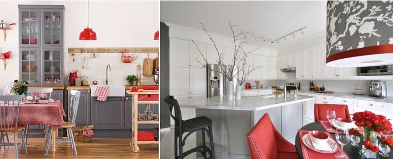 Gray-red kitchen