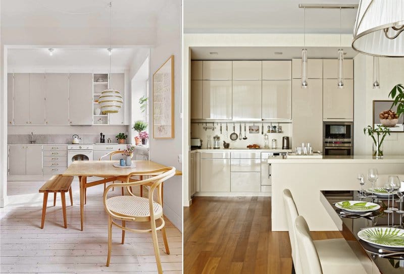 Cold and warm beige kitchens