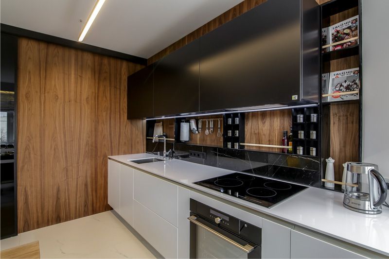 MDF wall panels in the interior of the kitchen