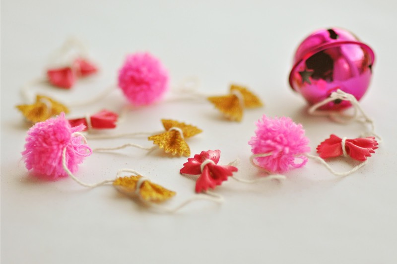 A garland of macaroni butterflies and pompons