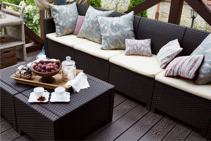 Furniture for a recreation area of ​​wicker plastic under the rattan