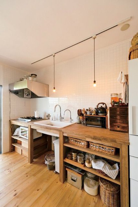 Ekologinio stiliaus virtuvės apšvietimas
