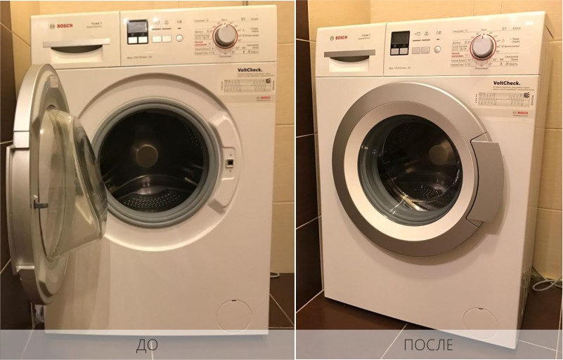 เครื่องซักผ้าก่อนและหลังทำความสะอาด