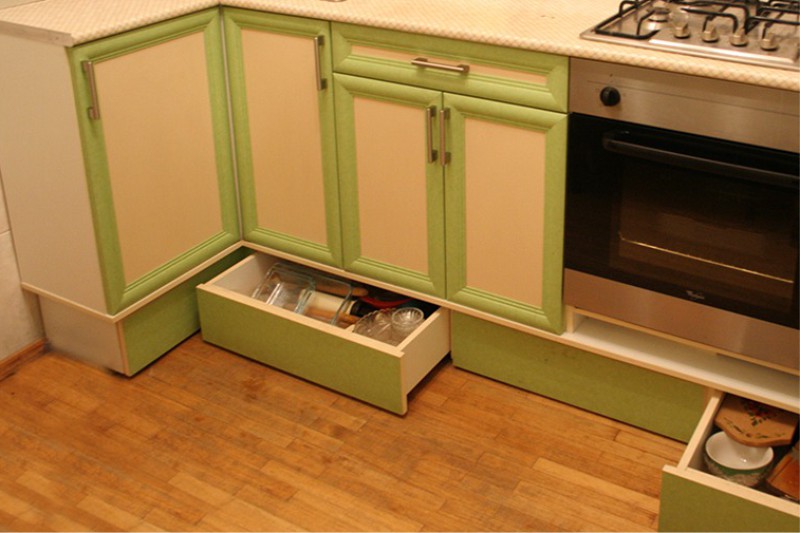 Boxes in kitchen bases