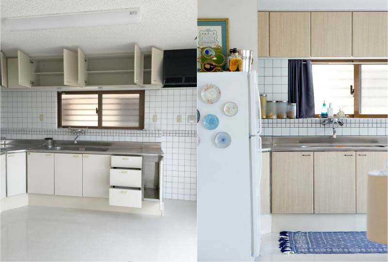 Virtuvė prieš ir po perdirbimo